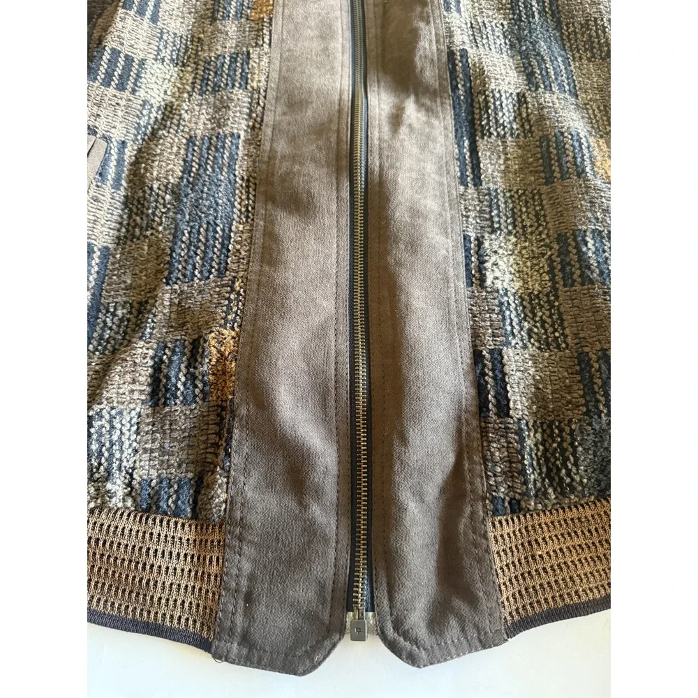 VTG Luigi Basile Tomas Bomber Jacket Men L Made in Italy Knit Style Brown